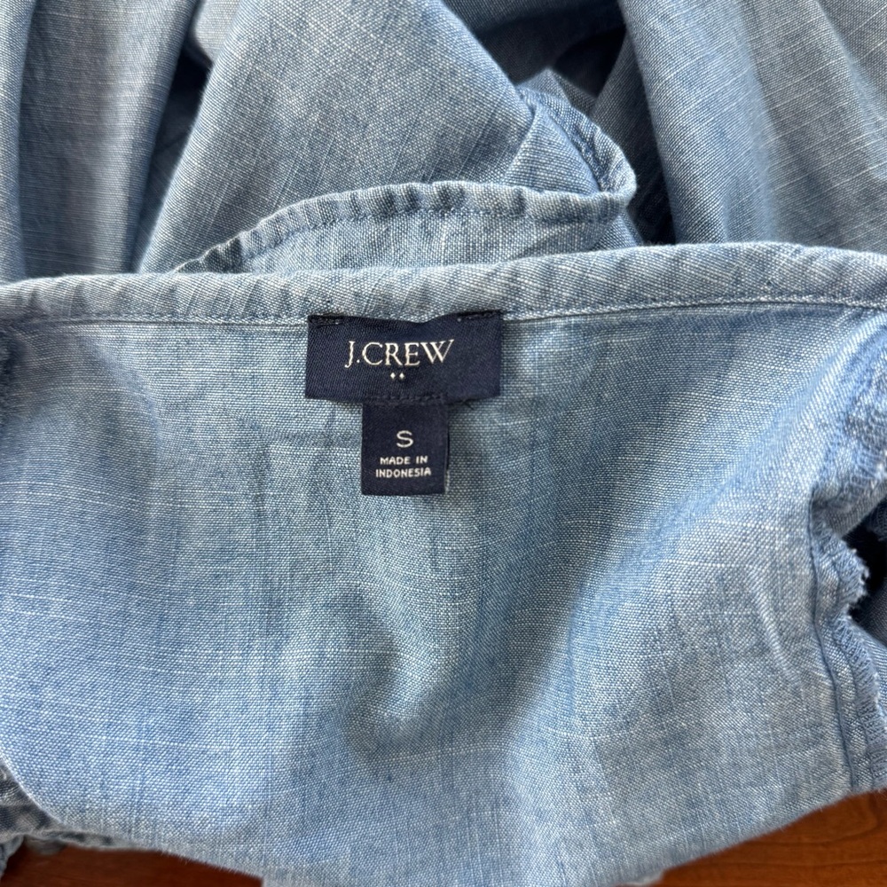 J. Crew Chambray Ruffle Blouse - Picture 3 of 3